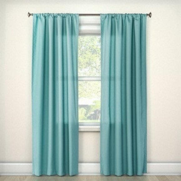 4 x Twill Curtain Panel Aqua - Picture 2 of 2